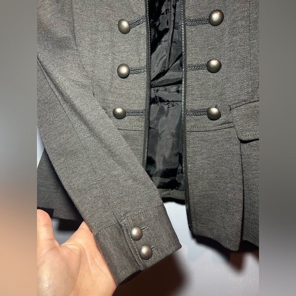 Apt. 9 Women's Gray Charcoal Heather Zip Jacket small Flare Hem ButtonsNWOT - Picture 4 of 6